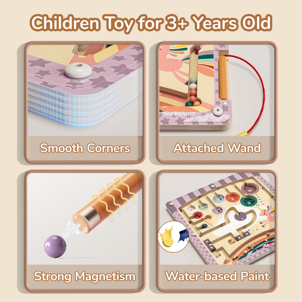 TopBright - Wooden Magnetic Maze Activity Toy - Unicorn