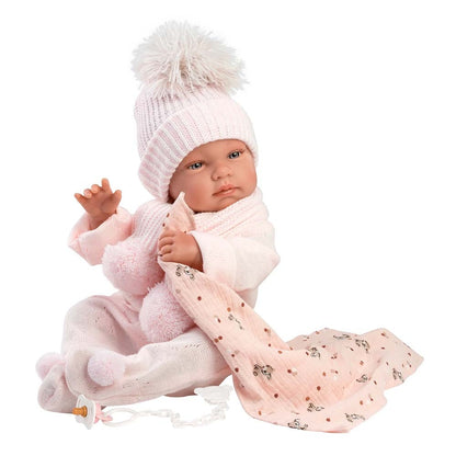 Llorens - Newborn Baby Girl Doll with Pink Beanie & Blanket: Tina - 43cm