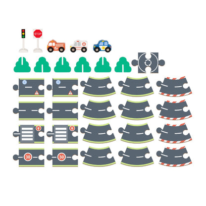 hi Pando - Wooden City Road Puzzle Set - 32pcs