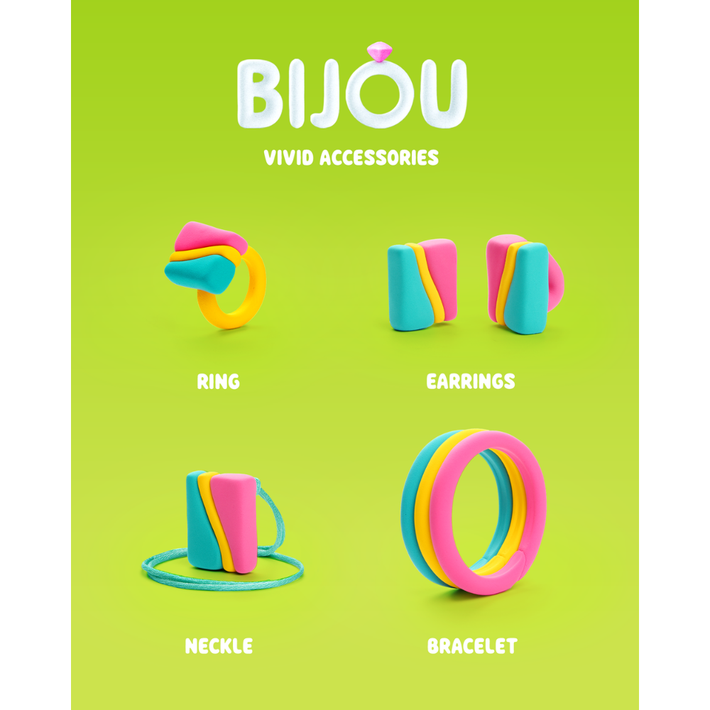 Hey Clay - Modelling Air-Dry Clay with Fun Interactive App - Vivid Accessories, series Bijou, 8 cans