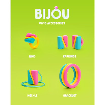 Hey Clay - Modelling Air-Dry Clay with Fun Interactive App - Vivid Accessories, series Bijou, 8 cans