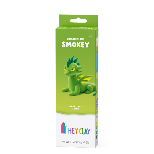 Hey Clay - Modelling Air-Dry Clay with Fun Interactive App - Smokey, Series Dragon Island, 3 cans