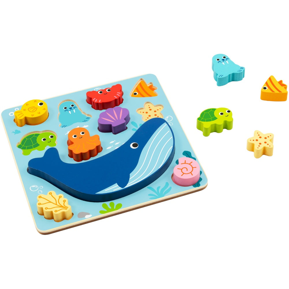 hi Pando - 2-in-1 Wooden Balancing Game and Puzzle: Ocean 12 Pieces