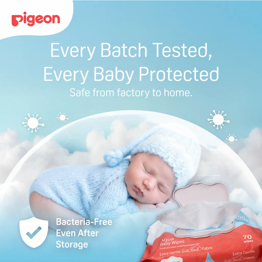 Pigeon Aqua Baby Wipes 70's Fliptop 3-in-1