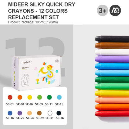 Mideer - Silky Crayons Refills - 12 Colours
