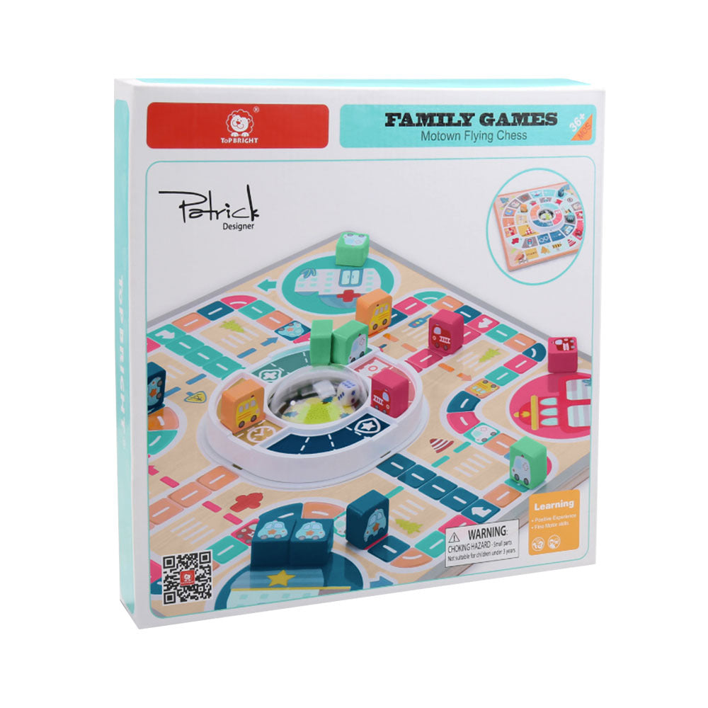 TopBright - Wooden Ludo Board Game - Classic Family Strategy Game for Kids