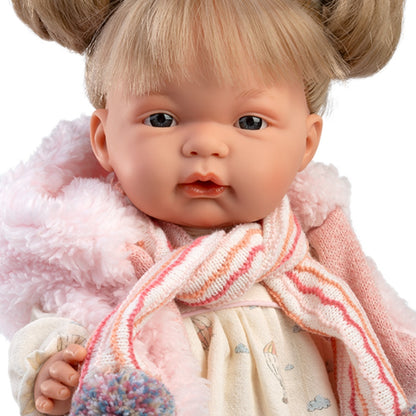 Llorens - Baby Girl Doll with Crying Mechanism, Clothing, Scarf & Accessories: Joelle - 38cm
