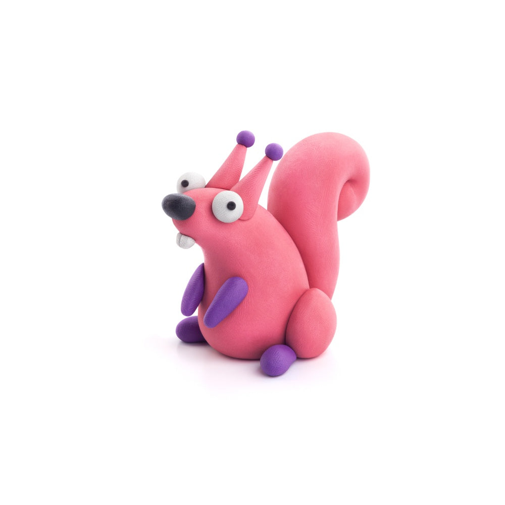 Hey Clay - Modelling Air-Dry Clay with Fun Interactive App - Wolf, Fox, Squirrel, Series Forest Animals, 6 cans