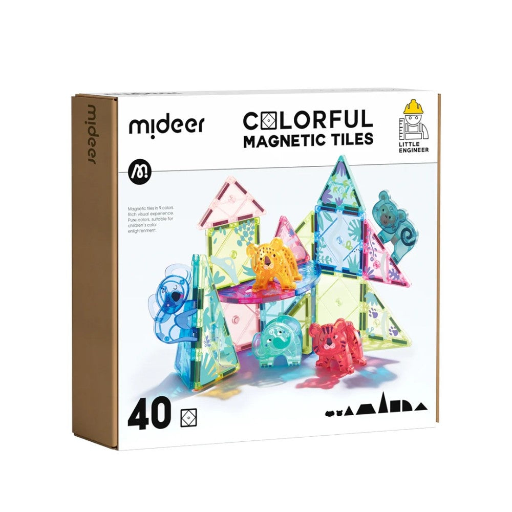 Mideer - Colourful Magnetic Tiles Building Set - Magical Jungle - 40pcs
