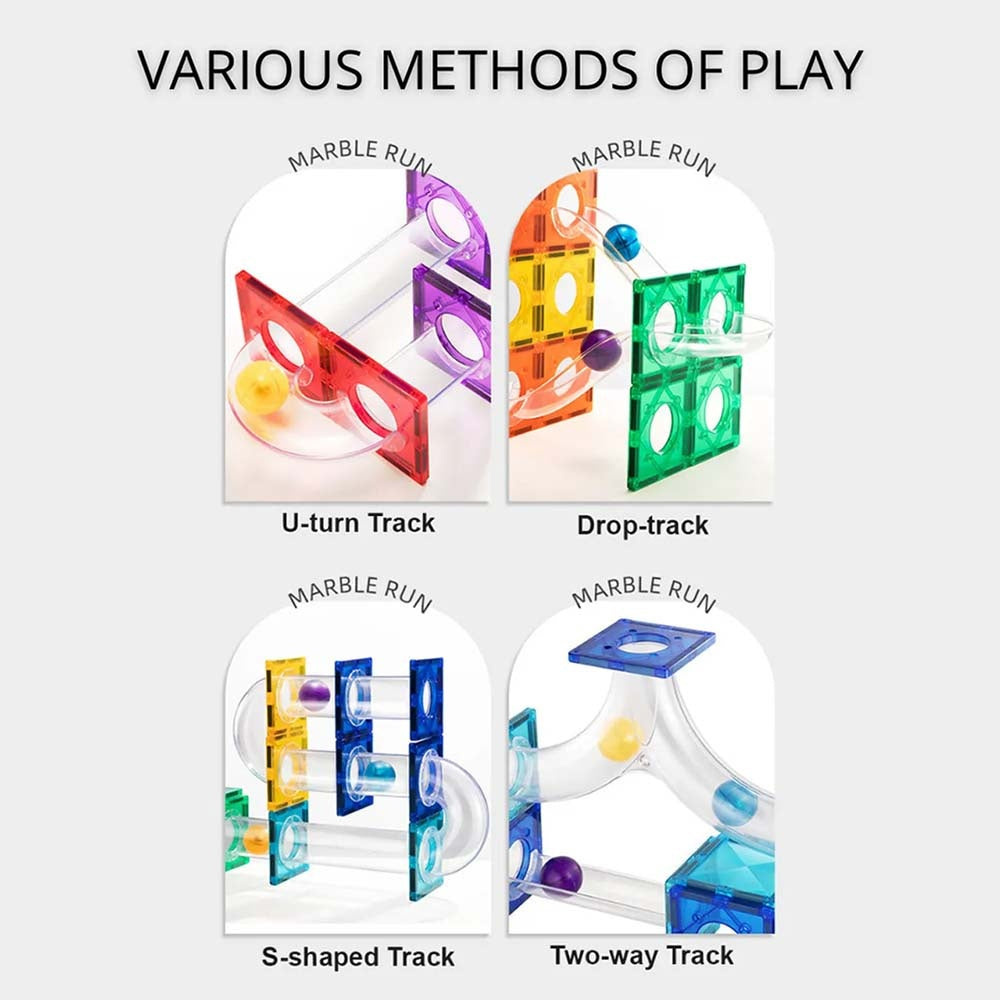 Mideer - Colourful Magnetic Tiles Building Set - Marble Run - 100pcs