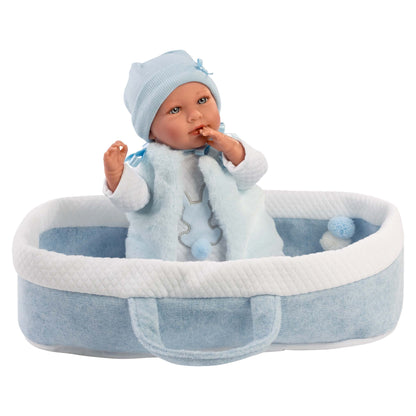 Llorens - Baby Boy Doll with Crying Mechanism & Baby Carrier: Mimo - 42cm - Motherhood