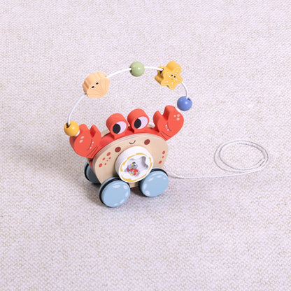 TookyToy - Wooden Pull Along Crab Bead Maze Toy