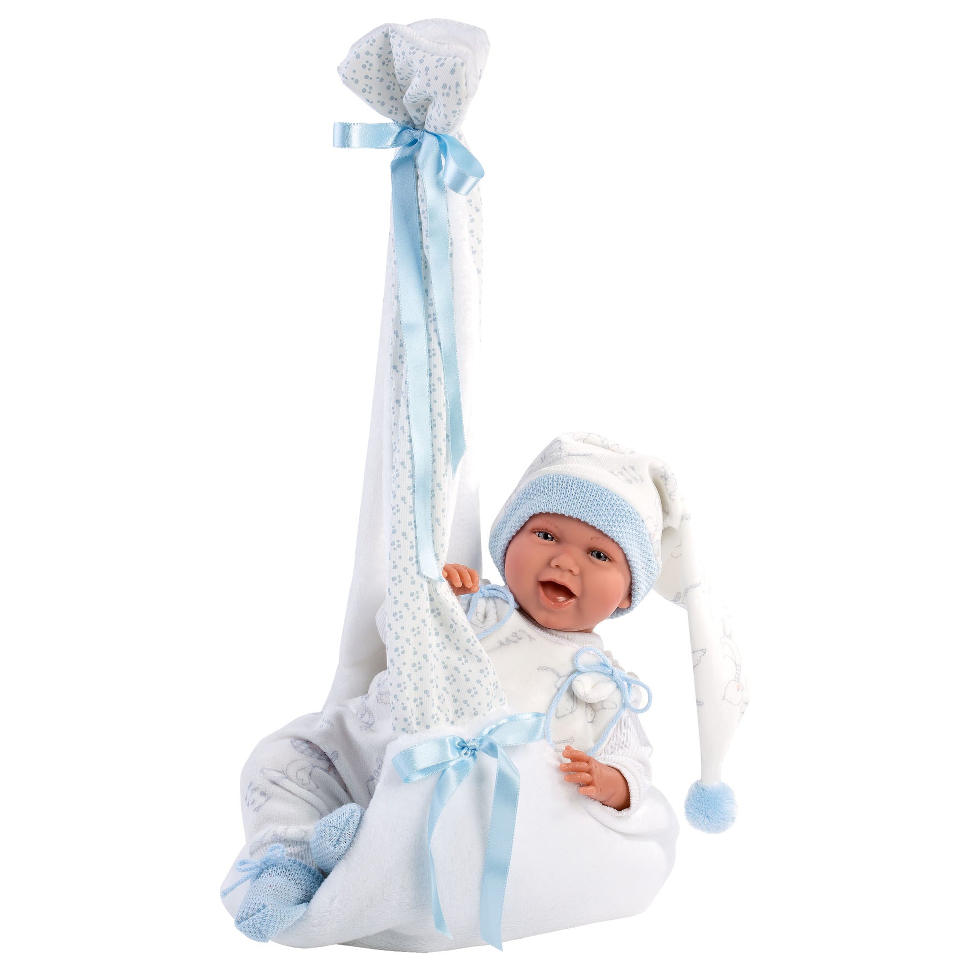 Llorens - Baby Boy Doll with Laughing Mechanism Clothing & Baby Swing: Mimo - 42cm - Motherhood