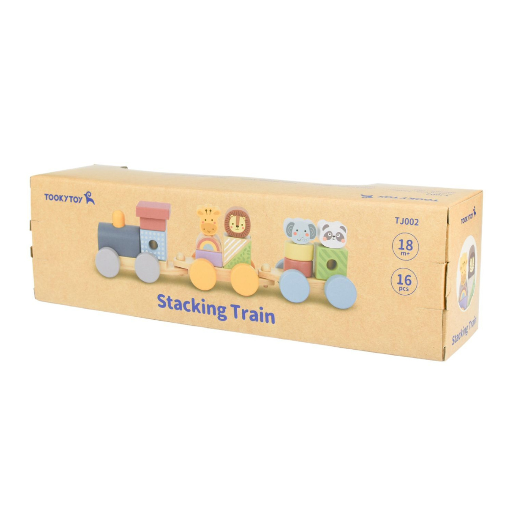 TookyToy - Wooden Stacking Train - Forest Friends - Set of 16