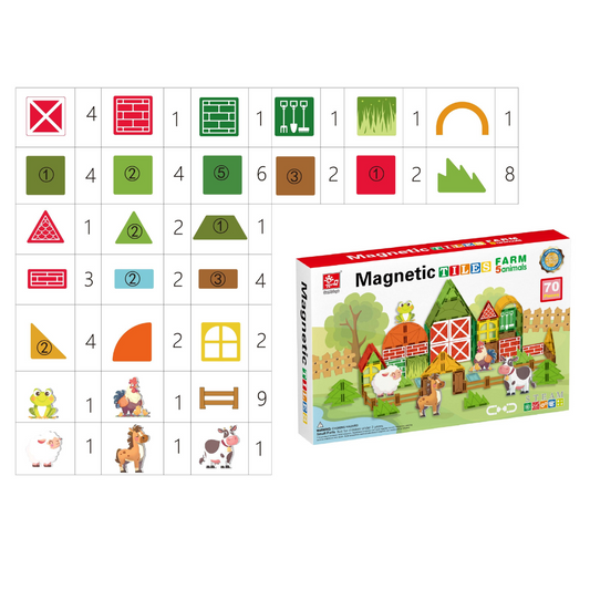 Magnetic Tiles - Farm Animals Set - 70 Pieces