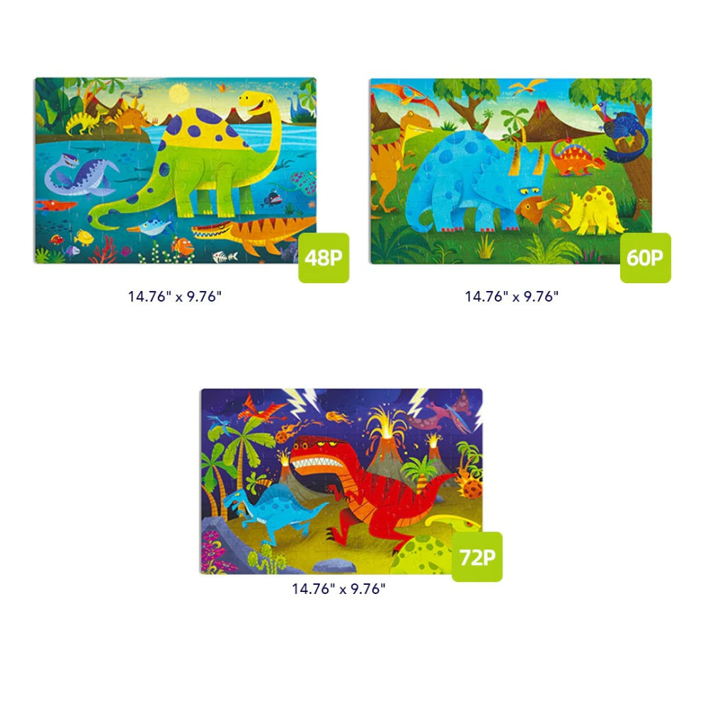 Mideer - Level Up Jigsaw Puzzle for Kids - 3-in-1 - Level 4 Dinosaur World