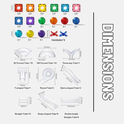 Mideer - Colourful Magnetic Tiles Building Set - Marble Run - 100pcs