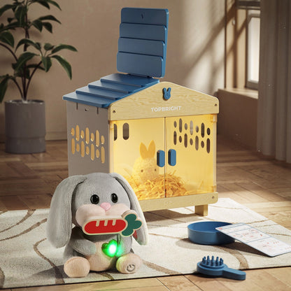 TopBright - Pretend Play Pet Care Kit - Interactive Bunny with Sound & Lights