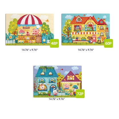 Mideer - Level Up Jigsaw Puzzle for Kids - 3-in-1 - Level 4 Fairy Tale Town