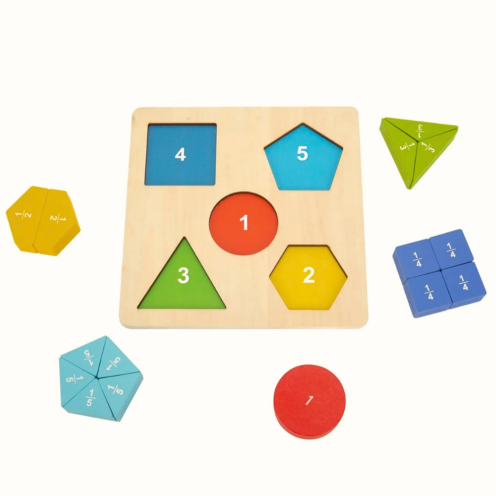 TookyToy - Wooden Fraction & Shapes Puzzle