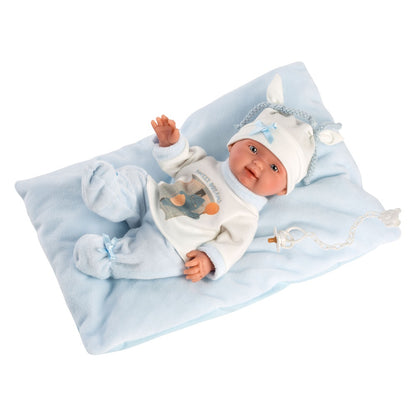 Llorens - Newborn Baby Boy Doll with Cushion, Clothing & Accessories: Bebito - 26cm