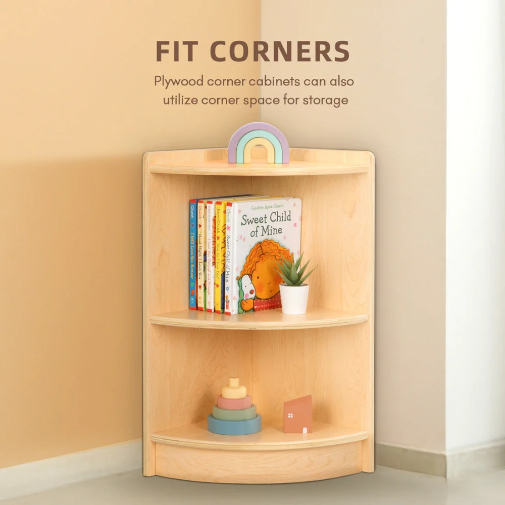 TookyToy - Wooden Corner Shelf and Toy Storage for Kids Room: Plywood 60x30cm