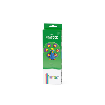 Hey Clay - Modelling Air-Dry Clay with Fun Interactive App - Peacock, series Birds, 3 cans