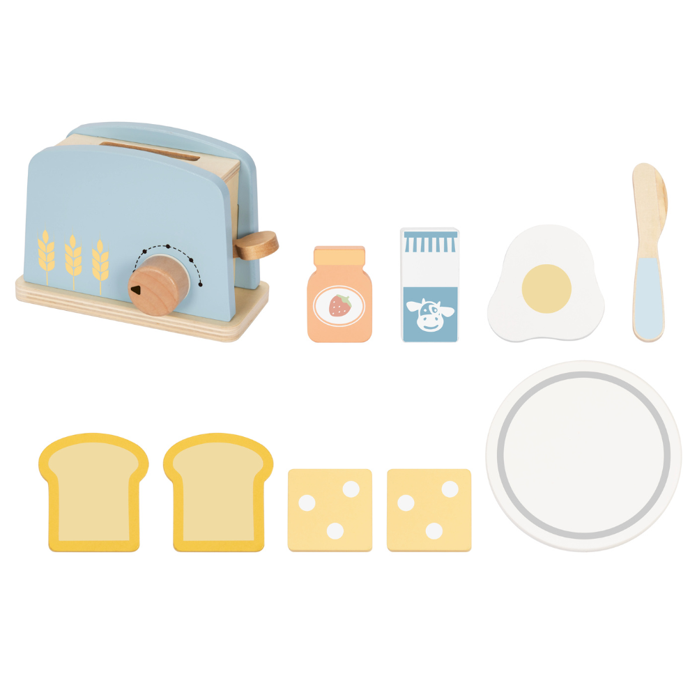 hi Pando - Pretend & Play - Wooden Toaster Breakfast Set - 10pcs