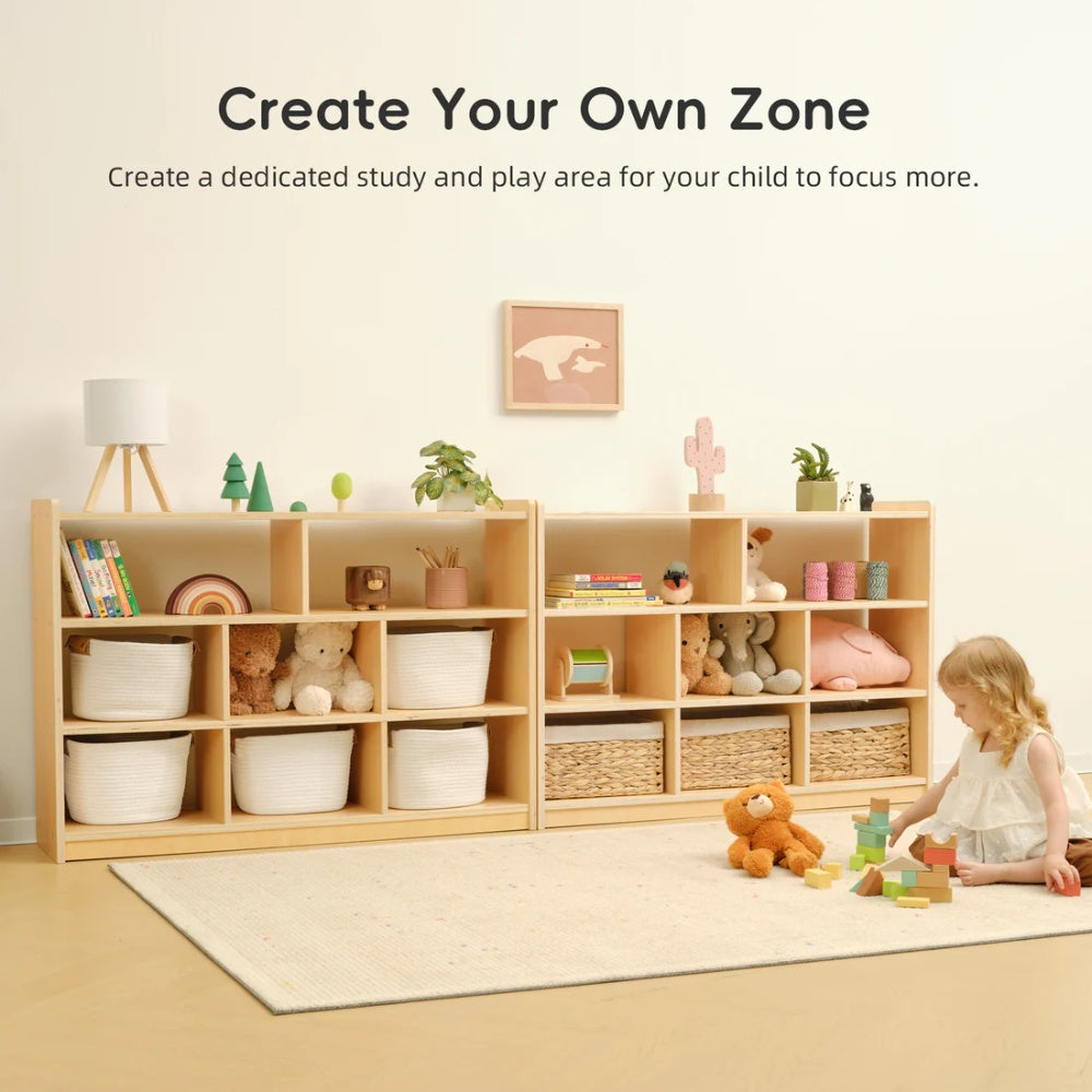 TookyToy - Wooden Shelf and Toy Storage for Kids Room: Open Plywood 90x113cm