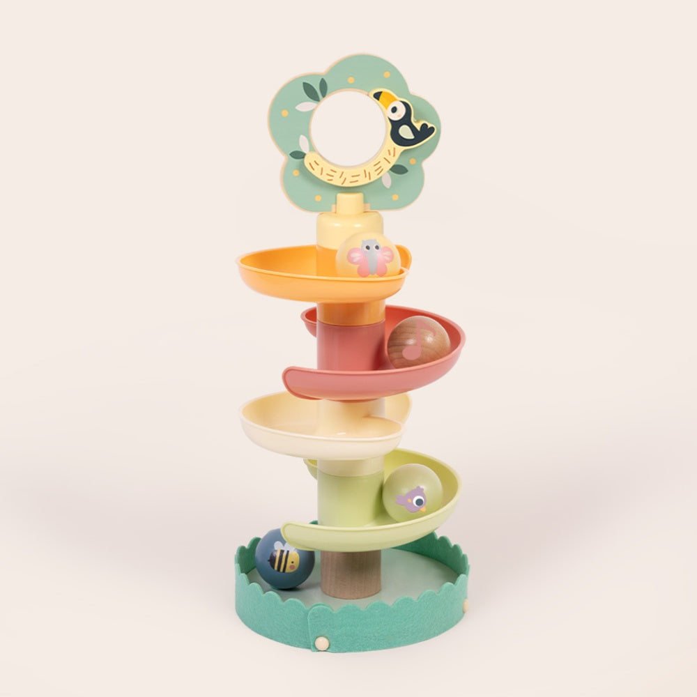 TookyToy - Ball Drop Tree Wooden Activity Toy for Toddlers - 10 Pieces