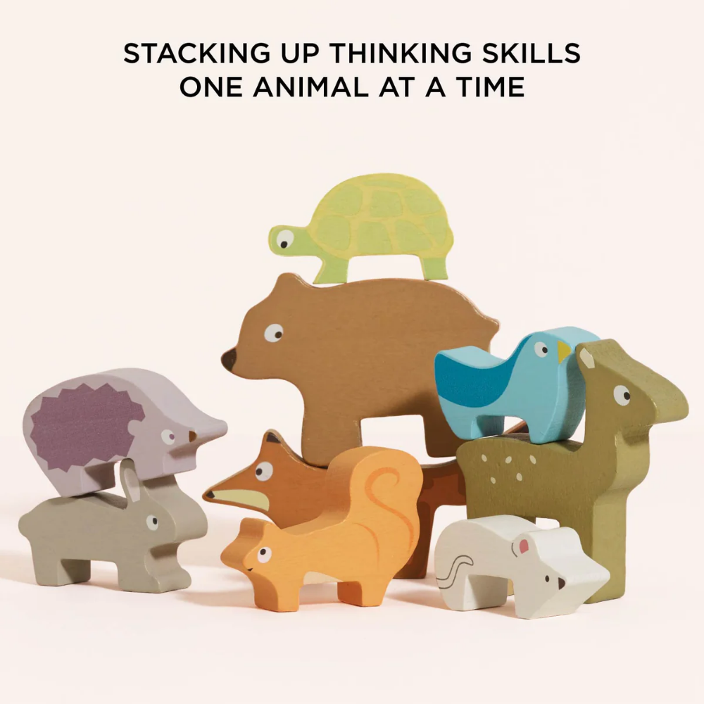 Le Toy Van - Wooden Woodland Stacking Forest Animals & Bag - 10pcs