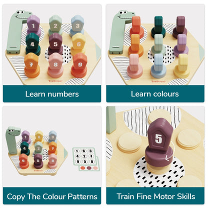 TopBright - Dino Twist Game - Color Number Matching Pattern Toy for Toddlers