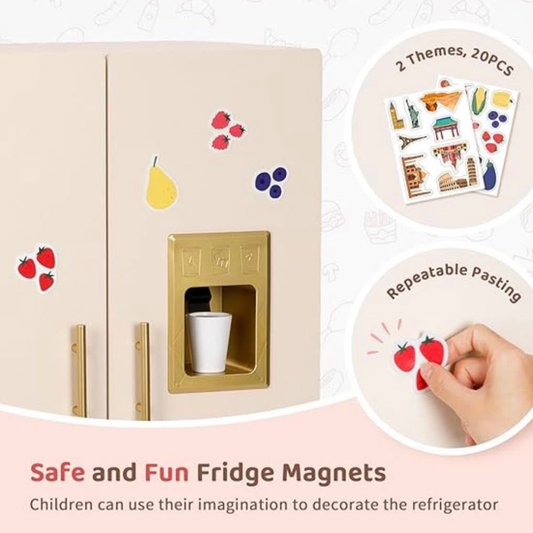 TookyToy - Pretend Play Wooden Fridge Toy Playset