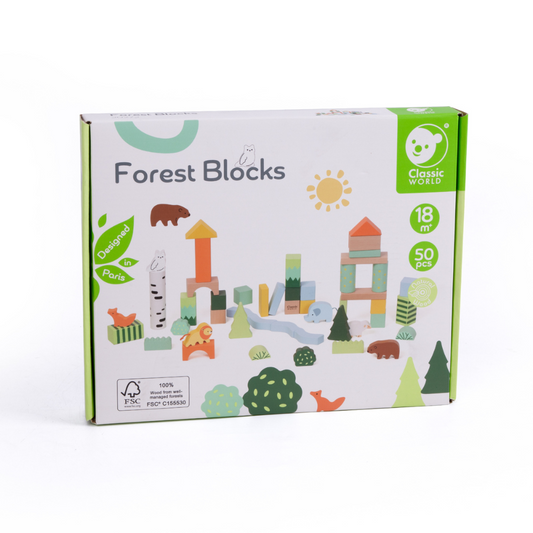 Classic World - Wooden Forest Building Blocks - 50pcs