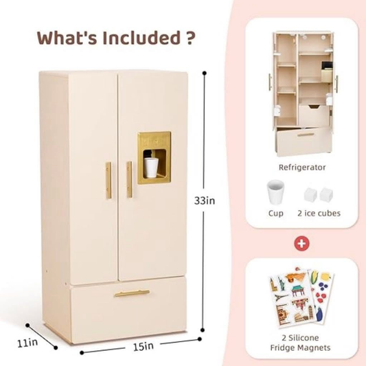 TookyToy - Pretend Play Wooden Fridge Toy Playset