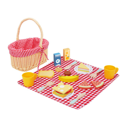TookyToy - Pretend Play Wooden Picnic Basket Toy Set - Motherhood