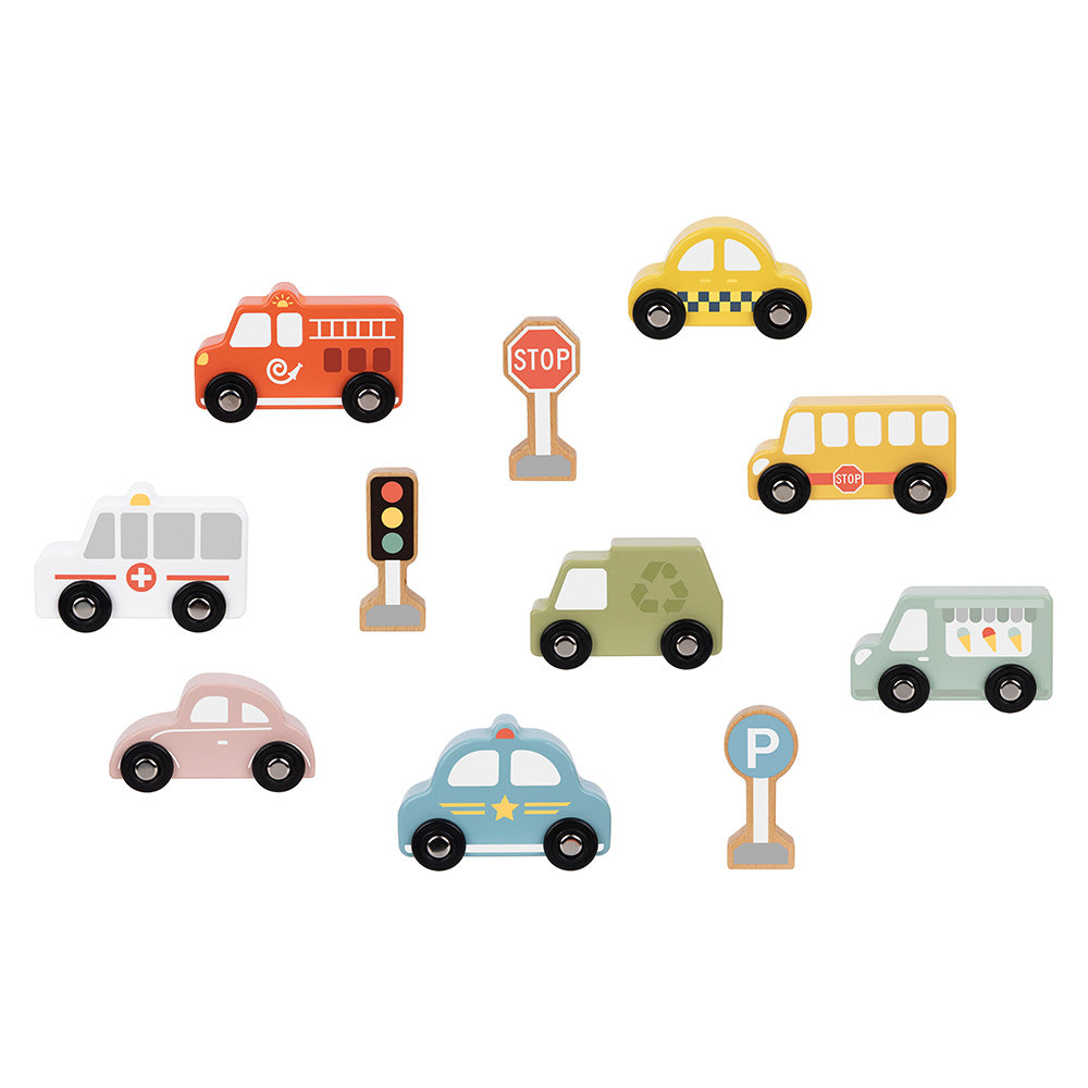 TookyToy - Transportation & Street Sign Set - 12 Piece Pastel Set