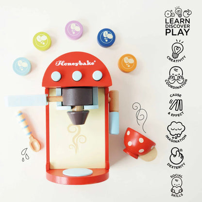 Le Toy Van - Wooden Toy Coffee Machine & Pods - 9pcs