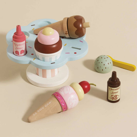 Le Toy Van - Wooden Ice Cream Stand & Toppings - 12pcs - Motherhood