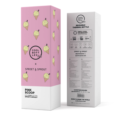 Cool Bottles - Kids Triple-Insulated Water Bottle - SPRT & Pink Scoop 350ml
