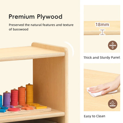 TookyToy - Wooden Shelf and Toy Storage for Kids Room: Open Plywood 90x113cm