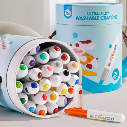 Jar Meló - Twistable Washable Silky Crayons in Carry Case - 24 Colours