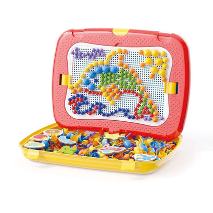 Quercetti - 2-in-1 Peg Board & Magnetic Board Set - Mosaic Art & Letter Play