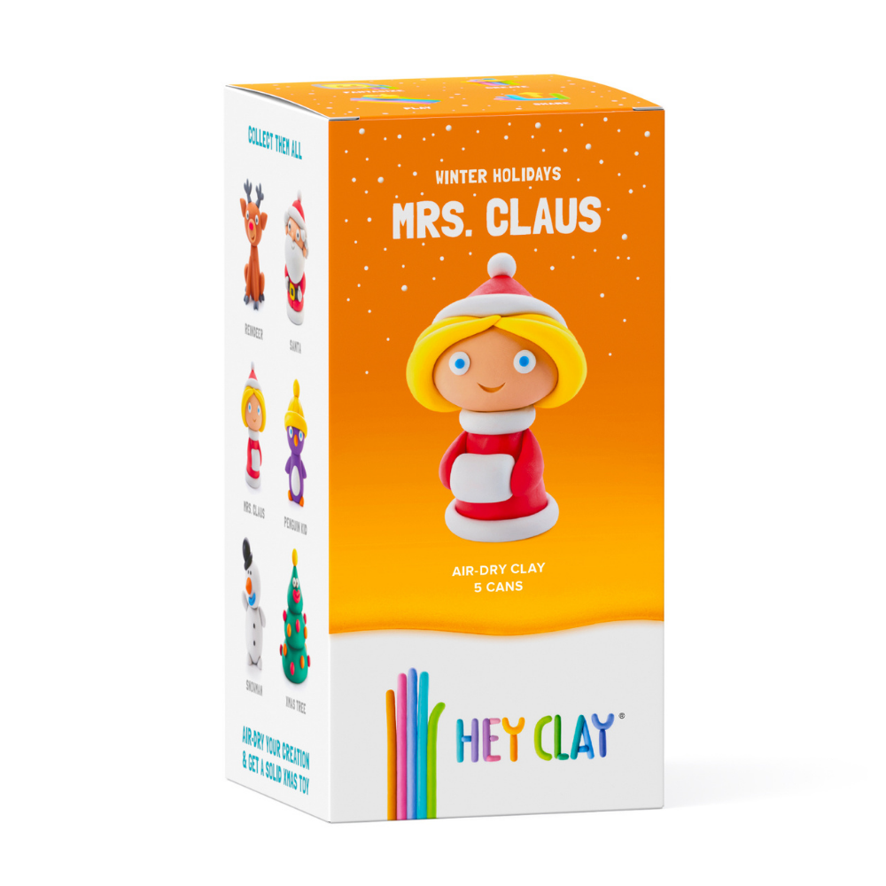 Hey Clay - Modelling Air-Dry Clay with Fun Interactive App - Mrs. Claus, Christmas Series, 5 cans
