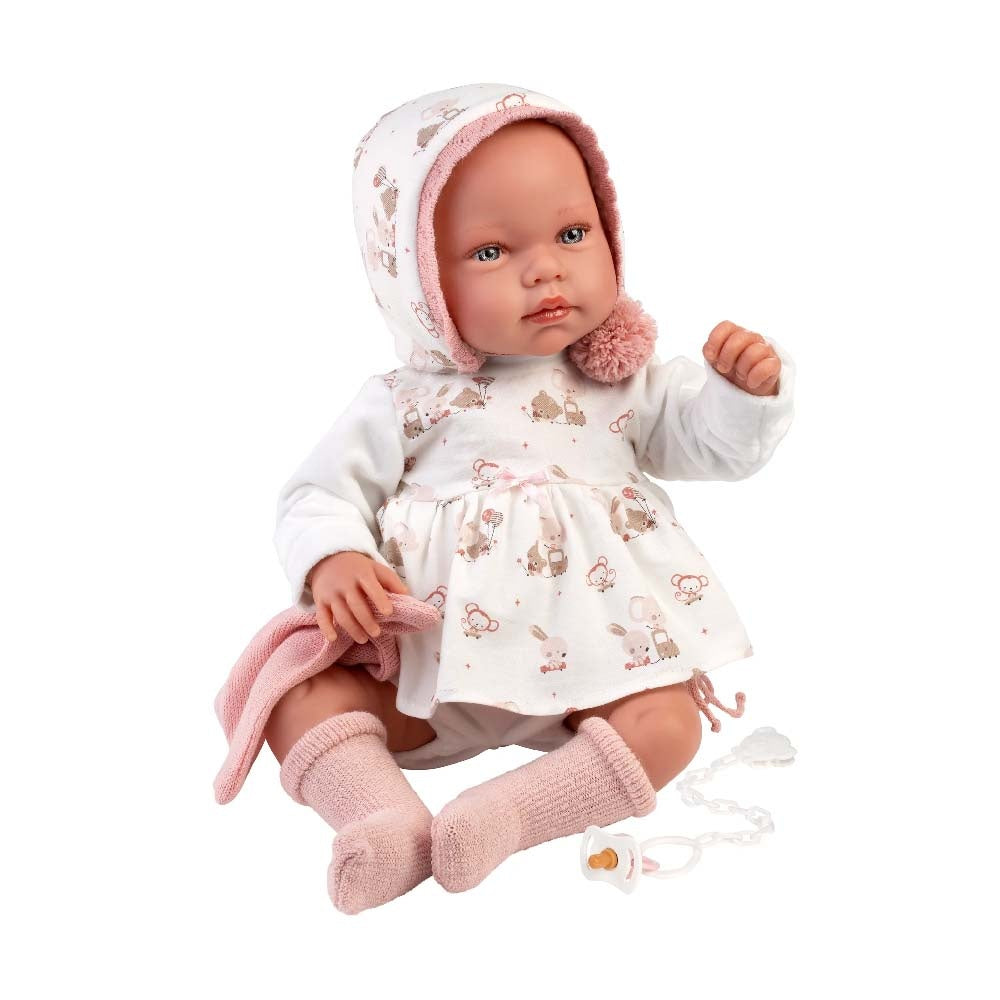 Llorens - Newborn Baby Girl Doll with Crying Mechanism, Clothing & Cushion: Tala - 44cm