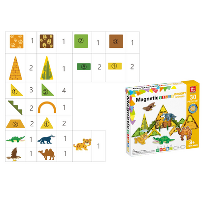 Magnetic Tiles - Wild Animals Set - 30 Pieces