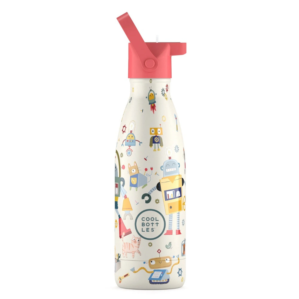 Cool Bottles - Kids Triple-Insulated Water Bottle - Messy Robots 350ml