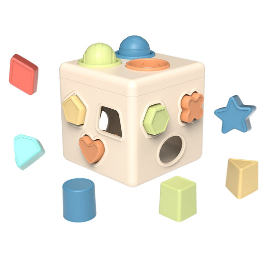 Mingli Toys - Shape Sorting Activity Cube - Eco-friendly Educational Toy - 16 Pieces