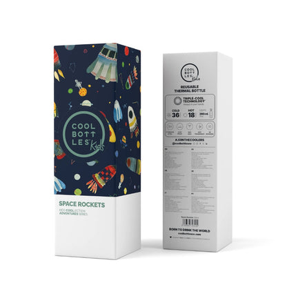 Cool Bottles - Kids Triple-Insulated Water Bottle - Space Rockets 260ml