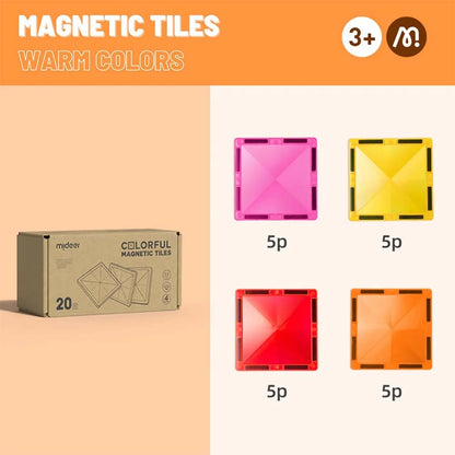Mideer - Colourful Magnetic Tiles Building Set - Warm Colours - 20pcs